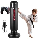 Boxsack Kinder Stehend mit Boxhandschuhen ab 3-12 Jahre, JanTeelGO 150cm Stabile Boxing Bag - Geschenke für Jungen und Mädchen, Standboxsack für das Üben von Karate, Taekwondo