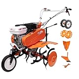 Ruris Motorhacke 7000fr AC2, 7CH, 24 Fräsen, Arbeitsbreite 560 – 830 mm, Lenker verstellbar + Stopper + Metallräder 3,50-6, Charue, Winkeladapter + Set Gegengewicht 10 kg