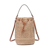 EVEOUT Stroh Eimertasche Umhängetasche Schultertaschen Damen Sommer Grosse Kapazität Strand Henkeltaschen Gewebte Handtasche