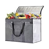 Kühltasche 30L Große Kühltasche Thermo Lebensmittel Liefertasche Isolierte Picknick Mittagessen Tasche Faltbare Kühlbox (Grau)