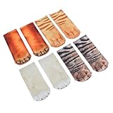 BESTYASH 4 Paare Gedruckte Tierpfoten Socken für Unisex Atmungsaktiv Langlebig für Party Cosplay Alltag Jungen Mädchen