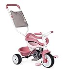 Smoby - Be Move Komfort rosa - Kinderdreirad mit Schubstange, Sitz mit Sicherheitsgurt, Metallrahmen, Pedal-Freilauf, für Kinder ab 10 Monaten
