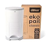 DEKOR Diaper EKO Classic Windeleimer, weiß, nur umweltfreundlicher Windeleimer, hergestellt aus 70% recycelten Materialien, freihändig: Step-Drop-Done, kostengünstiges Nachfüllsystem