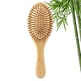 Bambus haarbürste, haarbürste holz, antistatisch, für Männer, Frauen und Kinder, für dickes langes Haar und glattes lockiges Haar, Anti-Frizz-Design, angenehme Kopfhautmassage（Rund