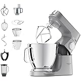 Kenwood Titanium Chef Baker XL KVL85.424SI - Küchenmaschine mit integrierter Waage & 2 Rührschüsseln, 1200 Watt, inkl. 4-teiligem Patisserie-Set, Glas-Mixaufsatz & Zerkleinerer, Silber