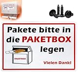 DELAIHUIL Paketbox Aufkleber Paketbox Schild - 'Pakete bitte in die PAKETBOX legen' - Paket Box Kennzeichnung,Paketbox Aufkleber Aluminium,Schild Paketbox,Aufkleber Paketbox(30 x 20 cm)
