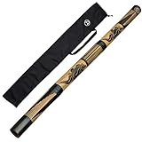 Australian Treasures Bambus-Didgeridoo für Einsteiger - Mit handgeschnitzten Eidechsen-Muster und Nylon-Tasche - Leicht spielbares Didgeridu