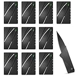 EIHI 10 Stück Kreditkartenmesser, 14Cm Kreditkartenformat Klappmesser Faltmesser, Camping-Messer, Outdoor Edelstahl Griff Taschenmesser Mini Überlebensmesser Survival Messer (Schwarz)