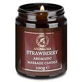 Massagekerze Erdbeere 100g - Sojawachs Kerze - Duftkerze mit Kokos- und Mandelöle - Vanille Oleoresin - Aroma Kerze - Entspannung - Körperpflege - Aromatherapie