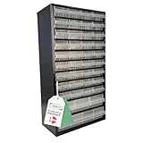 raaco Kleinteilemagazin C12-40, 36 kg Last,15 x 30,6 x 55,2 cm,40 Schubladen, beschichteter Stahl, geeignet für Wandmontage, Schraubenregal mit Sortierboxen für Kleinteile für Werkstatt Ordnungssystem