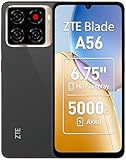 ZTE Blade A56 Smartphone ohne Vertrag, 6,75' HD+ Display (90 Hz), 4G LTE, 4GB RAM+64GB Speicher, 13MP KI-Kamera, 8MP Frontkamera, Dual SIM, Android 13, Schwarz (2025 Modell)