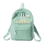 BOTCAM Personalisierter -Rucksack für und Mädchen, gewebte Schultasche aus Baumwollseil, Alphabet-Schultasche für und Wander Rucksäcke Damen (Green, B)