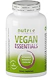 Veganer Multinährstoff - Vitamine & Mineralstoffe - Vitamin-Kapseln Vegan Essentials - Complete Präparat - Nutri-Plus Daily Multivitamin mit Vitamin B12 D3 Eisen Selen Choline