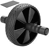 Mata1 Ab-Roller-Rad (26 cm x 18 cm, Schwarz) mit Kniepolster, Abs-Workout-Maschine für Rumpf- und Bauchkrafttraining, Übungsräder