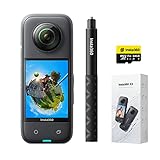 Insta360 X3 Einsteiger-Kit - wasserdichte 360°-Actionkamera mit 1/2'-Sensor, 5,7K 360°, 72MP 360°-Fotos, Stabilisierung, 2,29'-Touchscreen, Vibrationsfeedback, KI-Bearbeitung, Live-Streaming