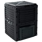 EMAKO Komposter mit Deckel 300L Gartenkomposter dunkelgrün/grau Kunststoff Thermokomposter Compost 83x61x61cm