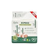 Naty Bamboo Baby Windeln aus Bambus-Viskose – Seidenweich, pflanzenbasierte Windeln, Dermatologisch getestet für empfindliche Haut & super saugstark (Größe 1, 88 Stück)