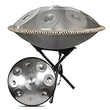 Handpan Drum Instrument 55 cm 432 Hz/440 Hz Steel Tongue Drum Percussion with Soft Bag, 2 Beaters, and Tripod - 9/10/12 Notes
