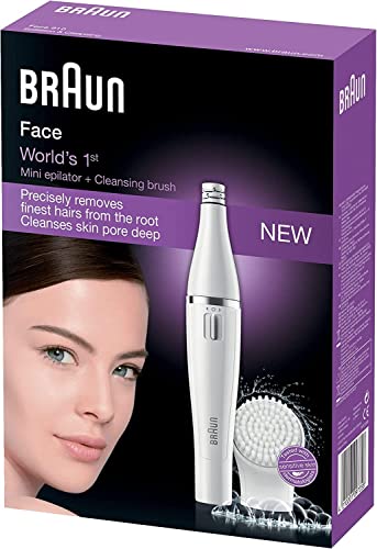Braun FaceSpa Gesichtsepilierer Damen, Gesichtsreinigungsbürste, Haarentfernung und Reinigung, 810, ‎1 stück, weiß/silber