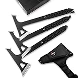 BÖKER PLUS® Mohican - Wurfaxt 3 er Set schwarz - Doppelaxt aus 3Cr13 Stahl - Bushcraft-, Camping-, Outdoor- & Survival-Beil - Hatchet Axe Kit für Wurf-Training - Full-Tang Axt mit Paracord-Griff