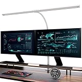 EYOCEAN Schreibtischlampe LED mit Gestensteuerung & Fernbedienung, 24W 80CM Klemmbare Schreibtischlampen, Dimmbare Einstellbare Farbtemperaturen Monitor Lampe, Tageslichtlampe für Heimbüro, Weiß