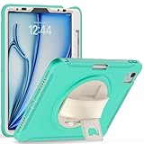 SLLMYYX Schutzhülle für iPad Air 11 Zoll (M3 2025/M2 2024)/iPad Air 5th 2022/4th Gen 2020 27.7 cm, 360° drehbarer Ständer, stoßfeste Schutzhülle mit Handschlaufe, Mintgrün