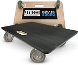 STROXX – 2X Transportroller mit 1000KG (500kg pro Roller) Traglast (600 x 500 x 145mm) – Rollbrett mit rutschfestem Gummibelag – Möbelroller für Umzug & sperrige Gegenstände