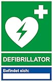 Aufkleber Defibrillator mit Leerfeld Standort - Vinylaufkleber (wetterfest) - 115 x 175 mm