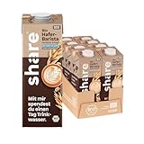 share Bio Haferdrink Barista – Perfekt zum Aufschäumen – Vegan & laktosefrei – Pflanzendrink ohne Zuckerzusatz (8x1L) – Milchersatz auf Pflanzenbasis mit Bio-Hafer – Spendet 1 Tag Trinkwasser