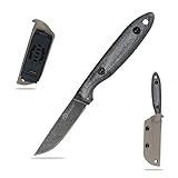 SDOKEDC DC53 Stahl messer Feststehende Klinge mit Micarta Griff & Kydex Scheide Jagdmesser für Männer EDC Outdoor Camping Survival (schwarz & Micarta)