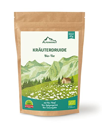 ALPENKRAUT | Kräuterdruide | Bio-Tee | Bio-Kräuter zu 100% aus Österreich | mit Bio-Hanf, Bio-Spitzwegerich und Bio-Löwenzahn | frei von Zusätzen