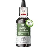 NATURE LOVE® Bio Bittertropfen ohne Alkohol nach Hildegard von Bingen (50ml) - hochdosierte Bitterstoffe Tropfen als 5:1 Extrakt aus erlesenen Kräutern und Pflanzen - vegan, laborgeprüft