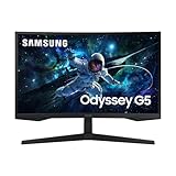 Samsung Odyssey G55C Curved Gaming Monitor, 27 Zoll, Bildschirm mit VA-Panel, 2.560 x 1.440 Pixel, 1.000R Radius, HDR10, AMD FreeSync, Bildwiederholrate 165 Hz, Reaktionszeit 1 ms (MPRT)