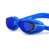 TYUIOKJU Schwimmbrille, Kurzsichtigkeit, wasserdicht, beschlagfrei, Silikon, Dioptrien, Taucherbrille für Erwachsene (blau)