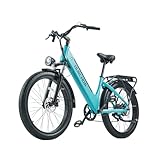 BURCHDA E Bike elektrofahrräder Herren Damen, Ebike 48V 20Ah(960Wh) Akku bis 120km, 26x3 Zoll Electric Bike 7-Gang Getriebe mit LCD-Display, E Fahrrad 250W Motor 95 N.m 25km/h, AZ26 (AZ26-Seeblau)