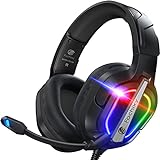 Fachixy「2024 New」FC200 Gaming-Headset für PS4/PS5/PC/Xbox One, Geräuschunterdrückung, Gaming-Kopfhörer, Headset mit Stereo-Mikrofon-Sound mit 3,5-mm-Klinkenstecker mit RGB-Licht