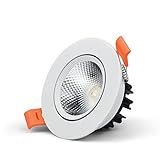 EXMOCIS LED-Spot, 110 V, 220 V, Aluminium, Cool Panel, LED, Downlight, Deckenleuchte, Einbaustrahler, 3 W, 5 W, 7 W, 9 W, 12 W, 15 W, 18 W, Warmweiß, 7 W