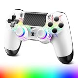 Suoxiom Wireless Controller für PS-4,Game Controller Kompatibel mit PS-4/Pro/Slim,Bluetooth Gamepad Joystick mit RGB-Licht,1000-mAh-Akku, 3,5-mm-Audiobuchse und Turbo-Funktion