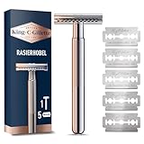 King C. Gillette Rasierhobel Herren, Rasierer + 5 Rasierklingen, Nassrasierer Safety Razor mit langlebigen Klingen, Geschenk für Männer