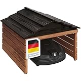 STEELSØN Mähroboter Garage Nembus, Garage für Rasenmäher aus Holz mit abnehmbaren Dach, Mähroboter Haus braun/schwarz lackiert, Überdachung, Unterstand 53,5x78,5x74,5 HxTxB