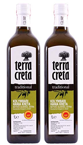 Terra Creta Olivenöl 2x 1,0l P.D.O. Kolymvari | Extra natives Olivenöl von Kreta | + 1 x 20ml Olivenöl'ElaioGi' aus Griechenland