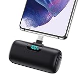 Feob Power Bank USB C 5000mAh, 15W PD 3.0A Schnelles Aufladen Powerbank Schlank LCD Display Extrener Akku Pack Kompatibel mit iPhone 15/15Pro/15 Plus Samsung S23,S22/Note/Huawei/LG,USB-C-Telefone usw