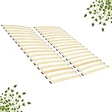 Rollrost 160x200cm - Zweiteilig (2x80cm) - 2x18 Flexible Latten – Stabiler Lattenrost 160x200cm Mit Dämpfungspads - Tragkraft bis 290kg - Langlebig & Einfache Montage inkl. Schrauben