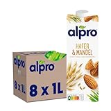 Alpro Hafer-Mandeldrink, vegan & laktosefrei, reich an Ballaststoffen, mit Calcium und Vitaminen, 8er Pack (8 x 1 l) UHT