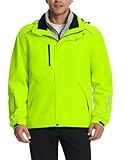 BALEAF Herren Wasserdicht Warme Fleece Gefüttert Regenjacke Fahrradjacken Winddicht Windbreaker Outdoorjacke Wandern Leuchtgelb XXL