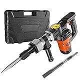 VEVOR Hochleistungs-Betonbrecher Abbruchhammer 1400 W, 19 J Schlagkraft Elektroabbruchhammer, Bohrhammer Betonhammer Stemmhammer 2900 BPM, inkl. Spitzmeißel, Flachmeißel, für Schiefer, Beton usw.