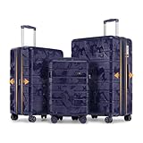 Sea choice Kofferset 3 Teilig Erweiterbar Reisekoffer Leicht Haltbar Handgepäck Trolley mit Rollen und TSA Schloss