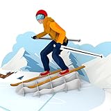 MOKIO® Pop-Up Karte – Skifahrer – 3D Gutscheinkarte für einen Skiurlaub, Skikurs oder Skipass, Wintersport Reisegutschein zum Geburtstag