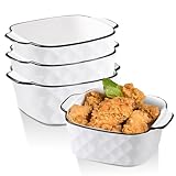 Penbinmall Keramik Auflaufform 4er Set, 14.5 x 11.5 x 5.5cm Quadratische Backformen, 400ML Kleine Backform für Fritteuse, Keramik Backformen mit Griffen, Backofen und Mikrowellen Sicher