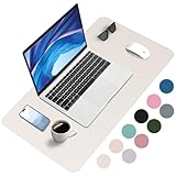 Zanfqvo Schreibtischunterlage 80x40cm - Mauspad XXL aus PU-Leder, Wasserdicht und rutschfest - Multifunktionales schreibunterlagen - tischunterlage für Büro/Home/Laptop (Beige)